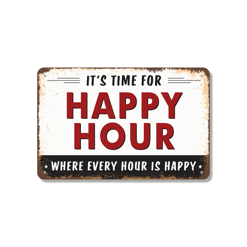 Plaque Happy Hour Street (paquet de 2) 7 po x 10 po