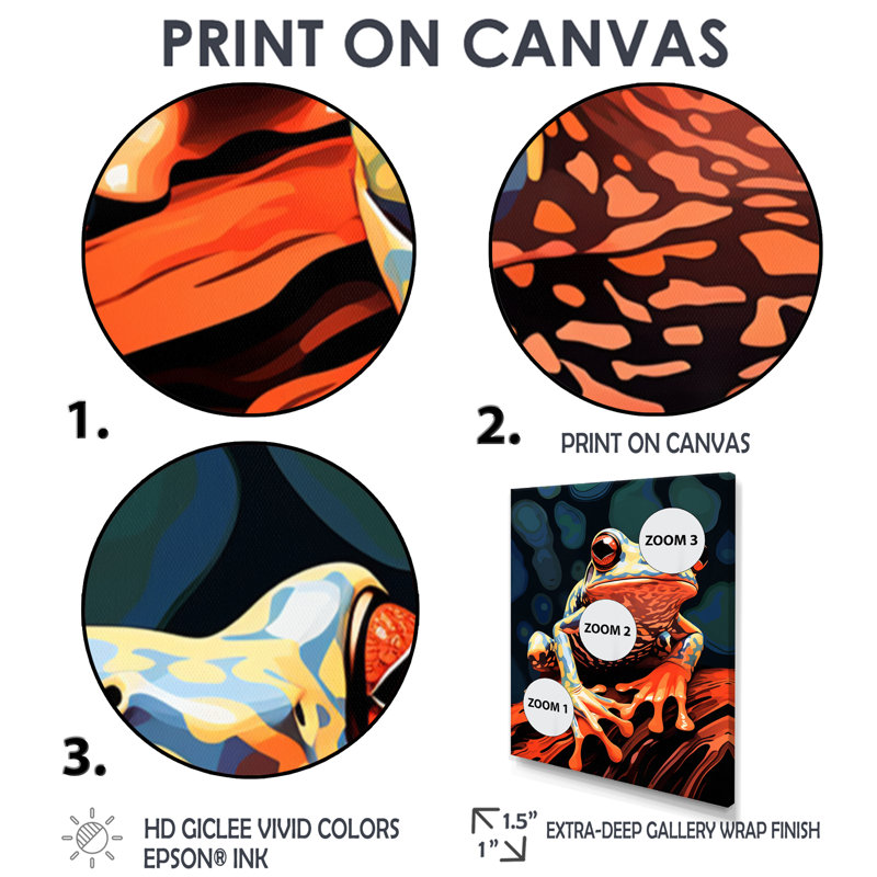 «Frog on a Leaf Retro Illustration - Frong Animal», reproduction d'art murale, H 20 po x l 12 po