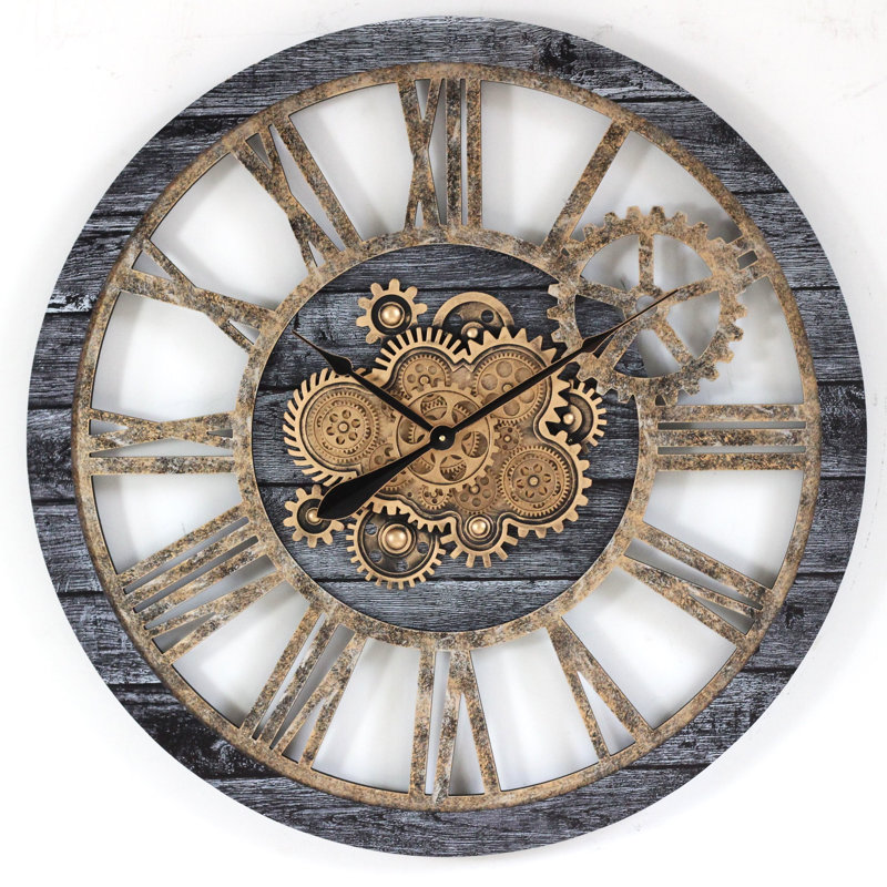 Solid Wood Wall Clock, Dark Grey