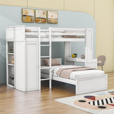 Ginessa Twin over Twin 2 Drawer L-Shaped Bunk Beds with Built-in-Desk by Harriet Bee by Harriet Bee
