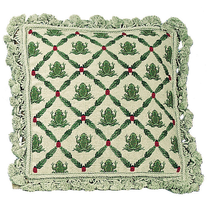 Frog Leap Needlepoint Pillow