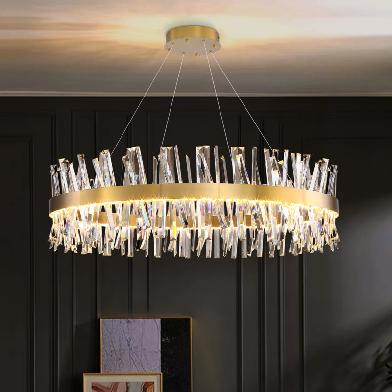 Lustre en cristal Glam, Doré, H 78 po x l 32 po x P 32 po