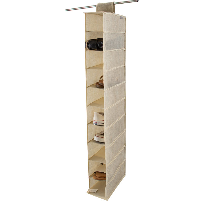 10 Pair Hanging Shoe Organizer, Beige