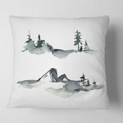 Housse de coussin et insert carré Mountain Landscape with Trees I