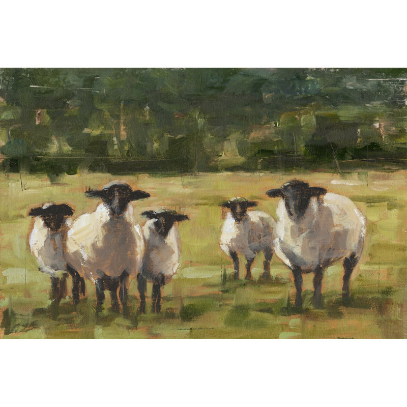 Babsy Sheep Family I - Painting, 34cm H x 50cm W, Black Framed Paper Print