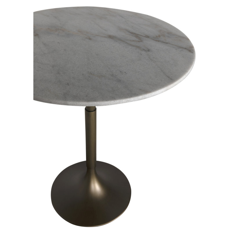 Jman Round Marble Top Metal Base Dining Table, Bianco Crown/Aged Brass