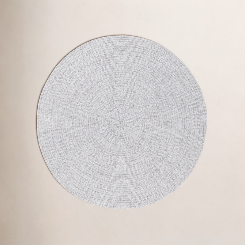 Tapis intérieur / extérieur tressé Edie, Rond 10 pi, Argent gris
