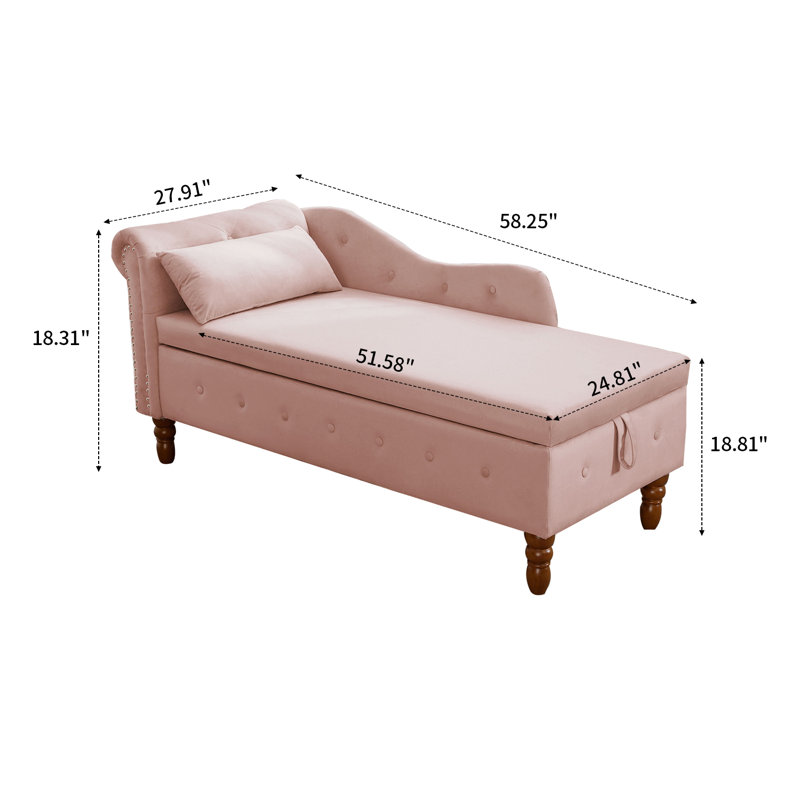 Modern And Comfy Style Chaise Lounge With A Pillow, For Indoor Use, Velours rose
