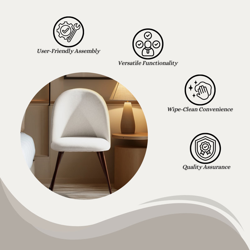 Élégant fauteuil de coiffeuse rembourré avec des pieds en métal de noyer à haut dossier pour le maquillage de la chambre à coucher et le salon