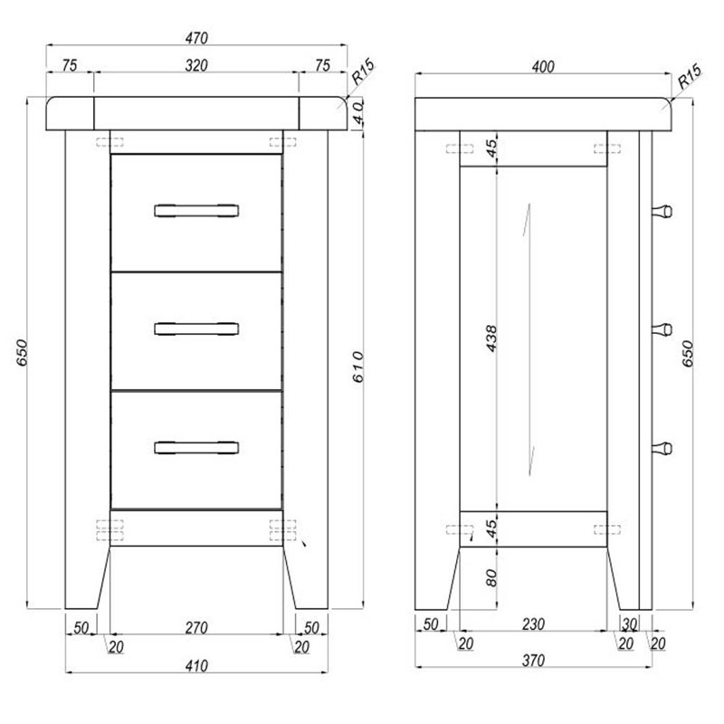 Ashlyn 47cm W Solid Wood Bedside Table