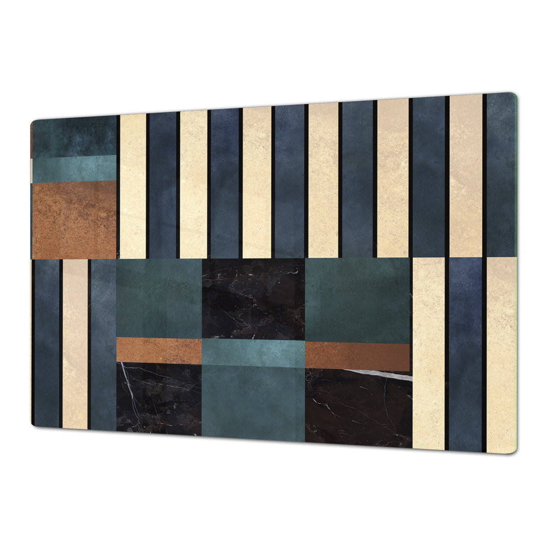 Cooktop Cover - Mixed Tile Tempered Glass, Gas & Electric Stove Top Cover | Noodle Board Festive Fit Home 