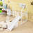 Twin Metal House Loft Bed With Slide And Ladder-1100496207
