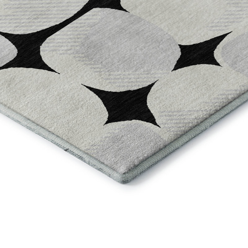 Tapis noir Prisco lavable à la machine de qualité supérieure, Rectangulaire 8 pi x 10 pi