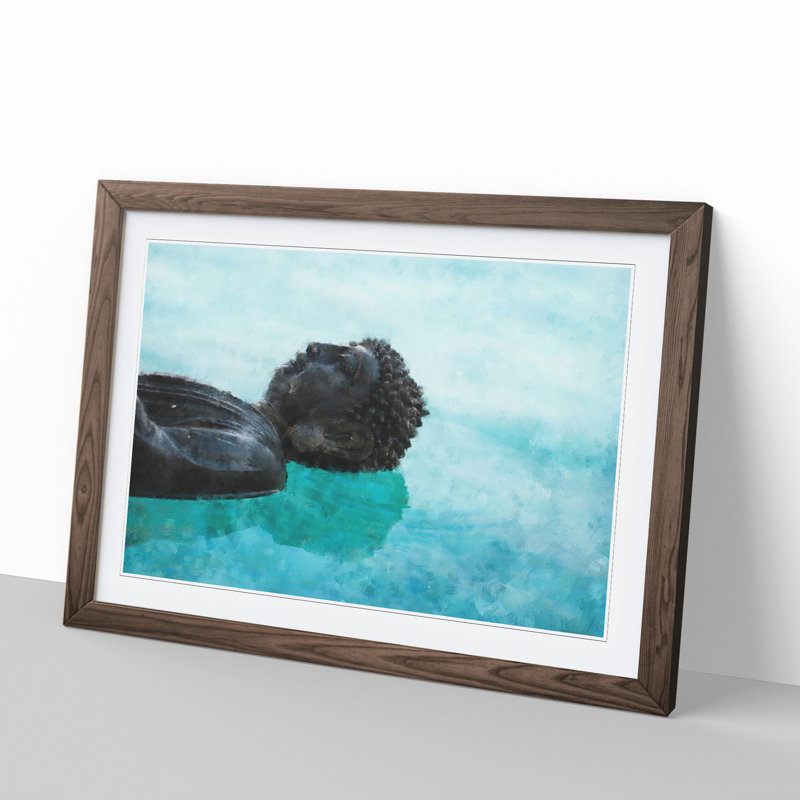 Buddha Statue Vol.9 - Picture Frame Painting, 36cm H x 48cm W x 2cm D, Walnut Framed
