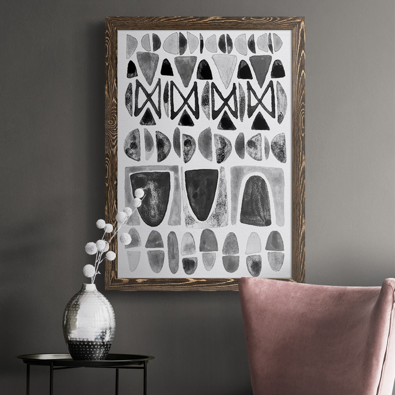 «Gray Arches II», reproduction encadrée de qualité supérieure - prête à être accrochée, Pas de tapis, Toile avec cadre noyer