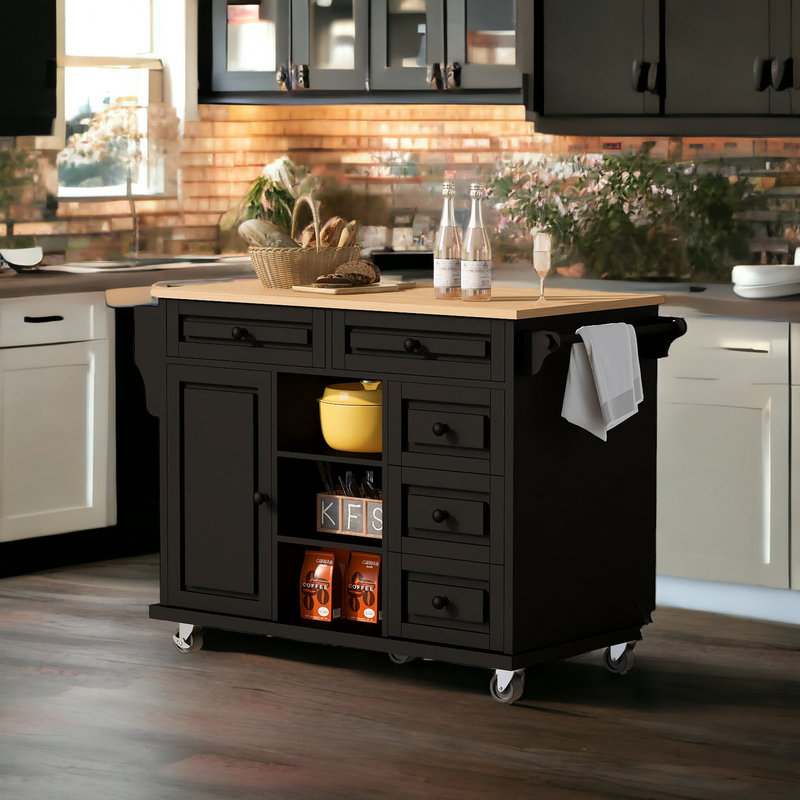 Red Barrel Studio Cisca Wood Kitchen Island | Wayfair