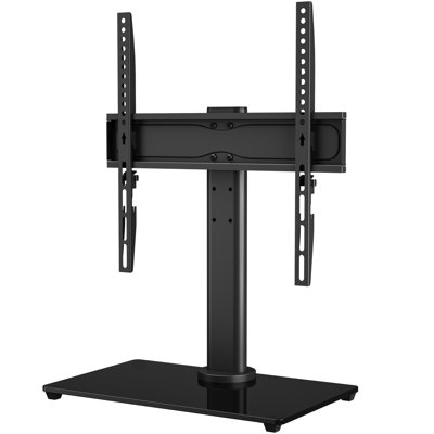 Universal Swivel Table Top TV Stand for 26-55 LED OLED LCD Plasma Flat Curved Screens Height Adjustment Pedestal Glass Base Max. VESA 400x400mm up to 40KG