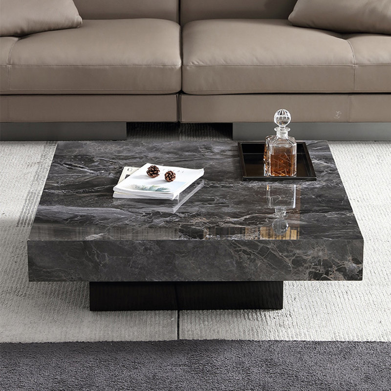Table basse Italian, H 11,81 po x L 47,24 po x l 47,24 po, Gris