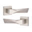 4 Pairs Modern Aura Premium Design Door Handles on Square Rose in Satin Nickel Finish
