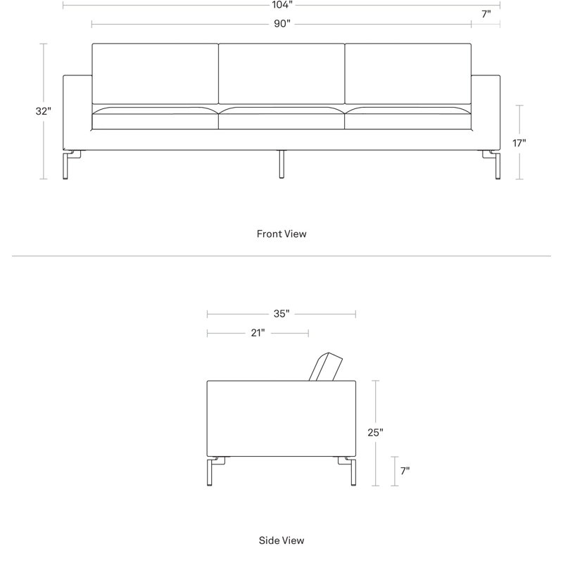 MTO - The New Standard Sofa, 32" H x 104" W x 35" D, Gabro Gray