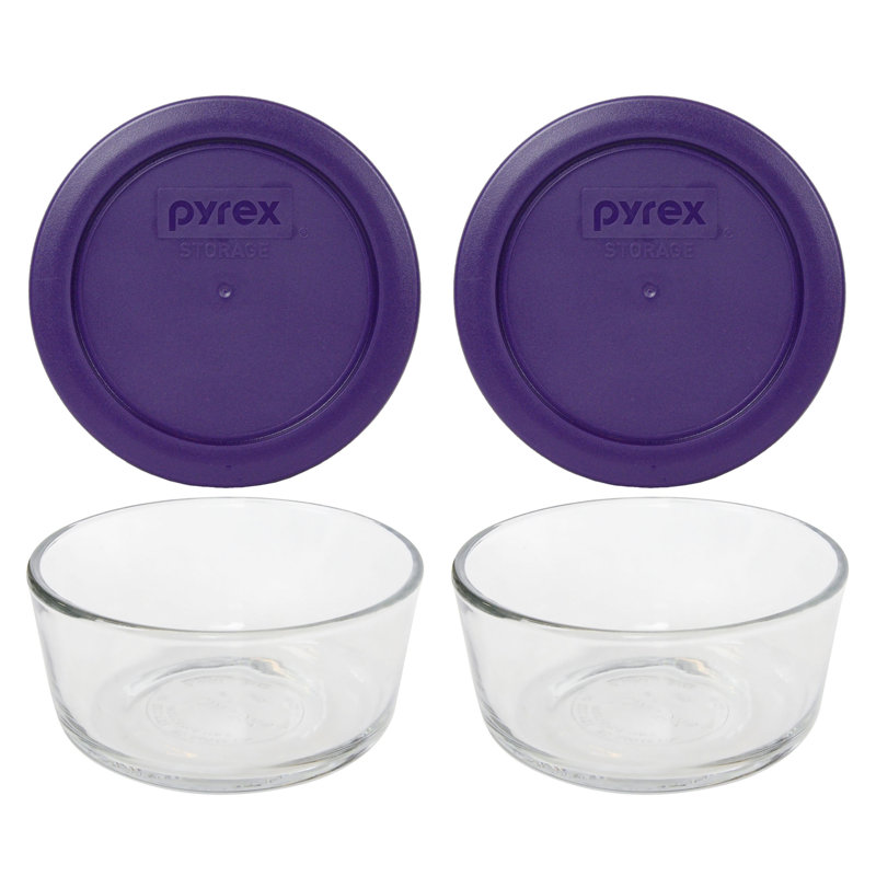Bols en verre Pyrex 7200 et couvercles assortis 7200 PC, Mauve prune