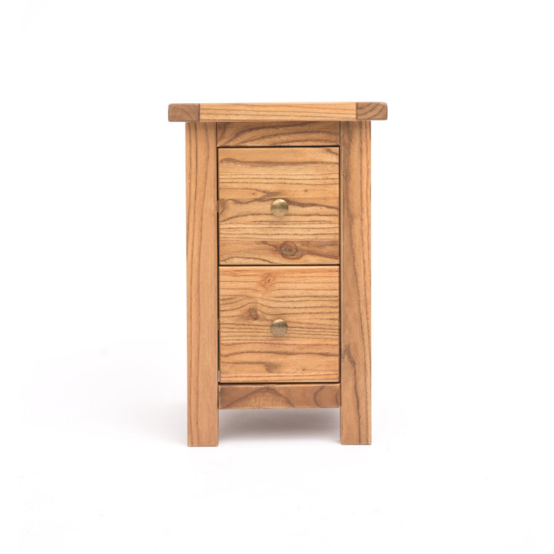 Aubusson 35cm W Bedside Table, Natural, Antique Brass