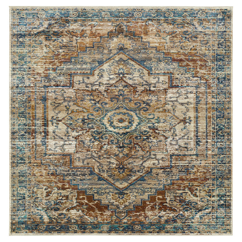 Tapis rectangulaire contemporain, transitionnel, oriental, texturé et vieilli 7 pi 10 po x 10 pi 10 po