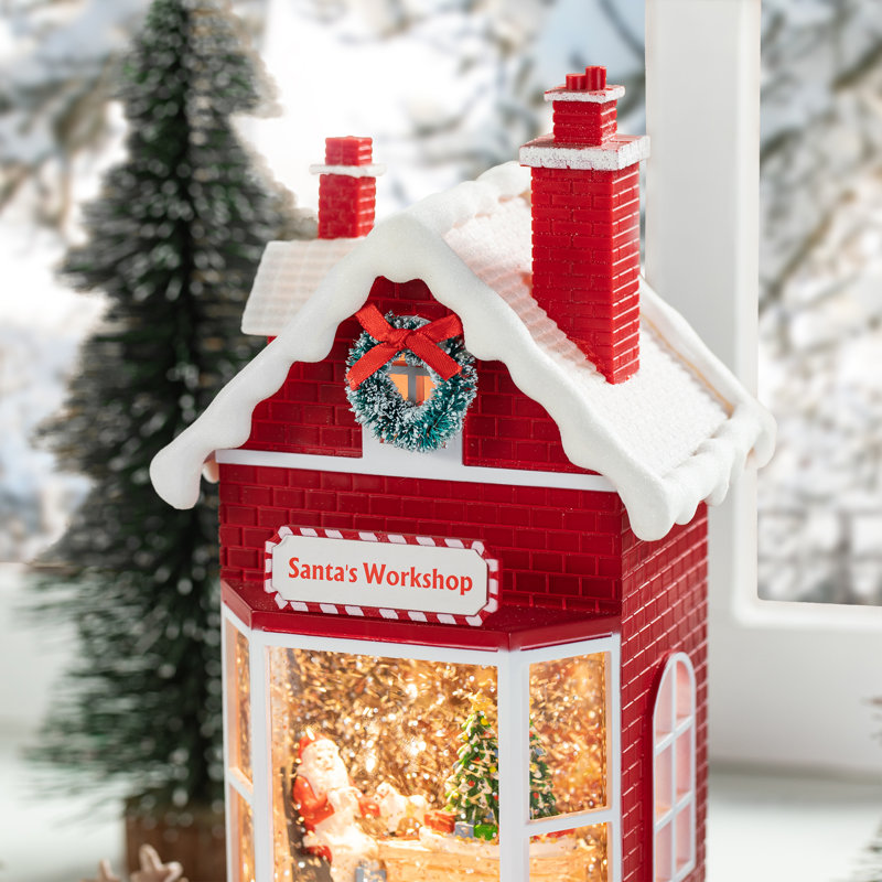 10.5"H Lighted Christmas Santa's Workshop Waterglobe