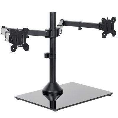 Support réglable VIVO à double moniteur avec base en verre pour 2 Ultrawides jusqu'à 38 po