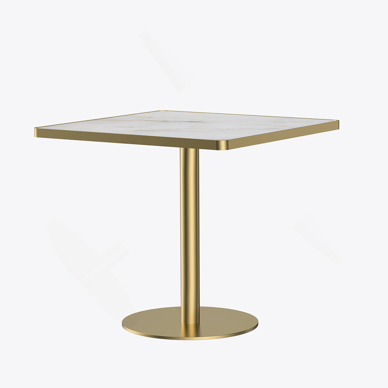 Table de salle à manger 31,5 pouces carrée moderne en faux marbre tulipe avec structure en métal | Idée de cadeau, Blanc