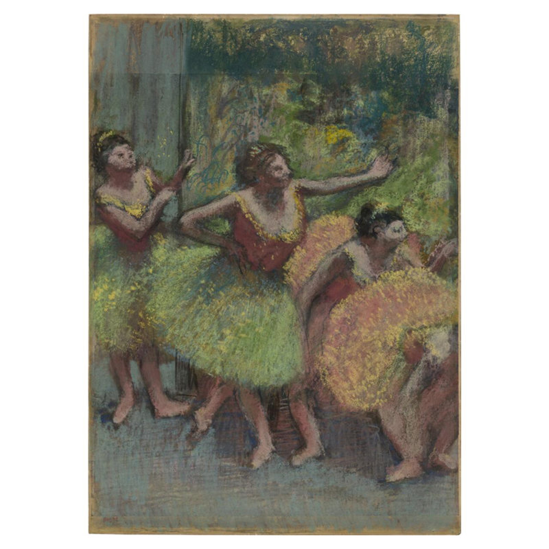 Dancers in Green and Yellow (Danseuses vertes et jaunes) par Edgar Degas - Estampe numérique, H 40 po x l 32 po