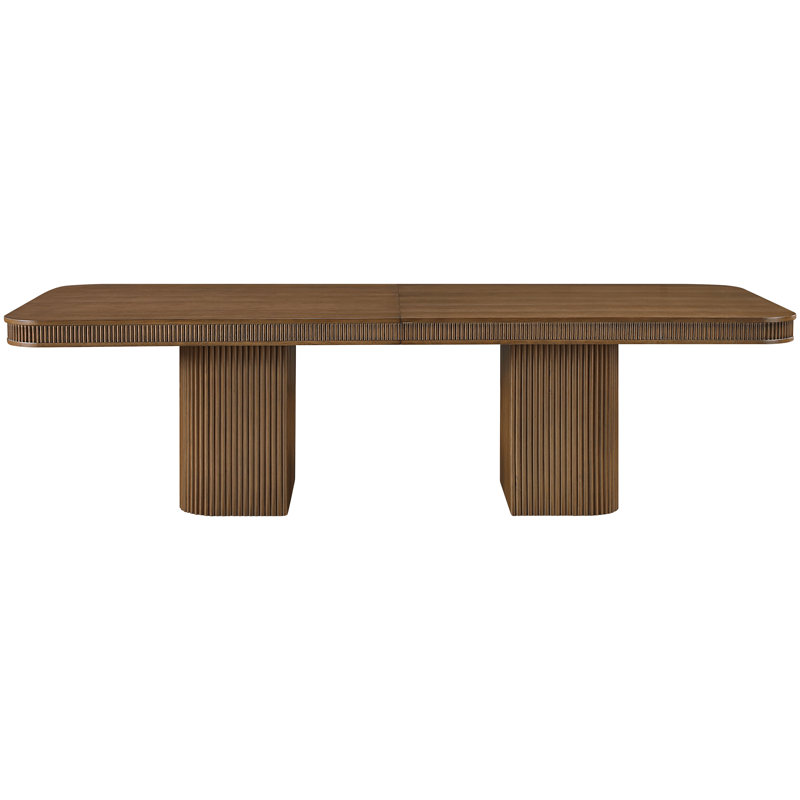 Gascon 112" - 160" Solid Wood And Oak Veneer Dining Table, Brown