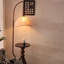 Beige + tissu brun noisette + bois massif + lampes sur pied sans fer