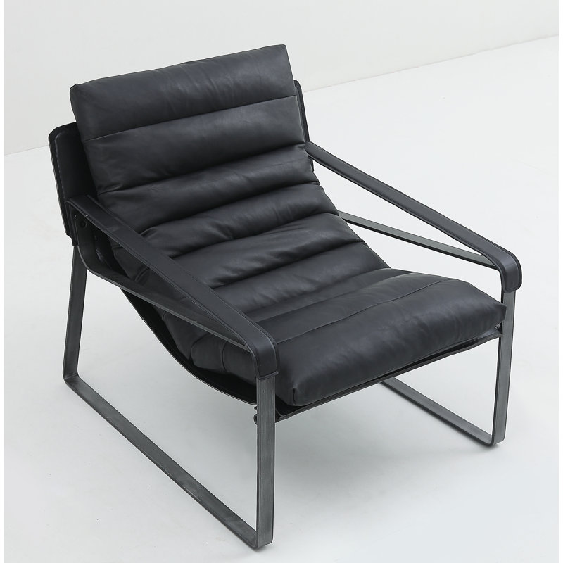 Méridienne Salgado, Cuir véritable noir onyx