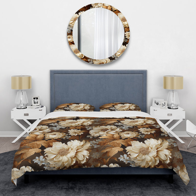 Ensemble de housse de couette Rustic Brocade Elegance Victorian Pattern, Housse de couette pour très grand lit et 2 très