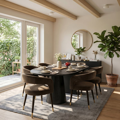 Ensemble de table de salle à manger extensible Modern 47 "à 83" avec chaises rembourrées en velours
