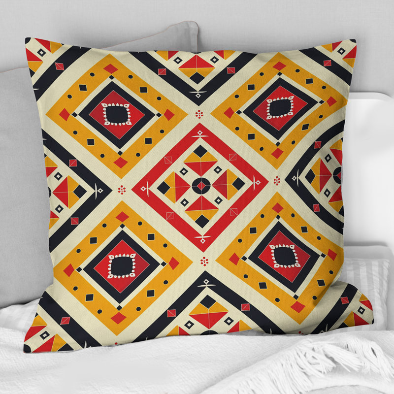 Coussin Red Aztec Tiles III - Tiles, H 16 po x l 16 po