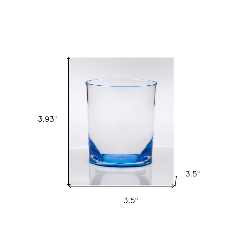 Ensemble de quatre verres à whisky sans pied en acrylique bleu