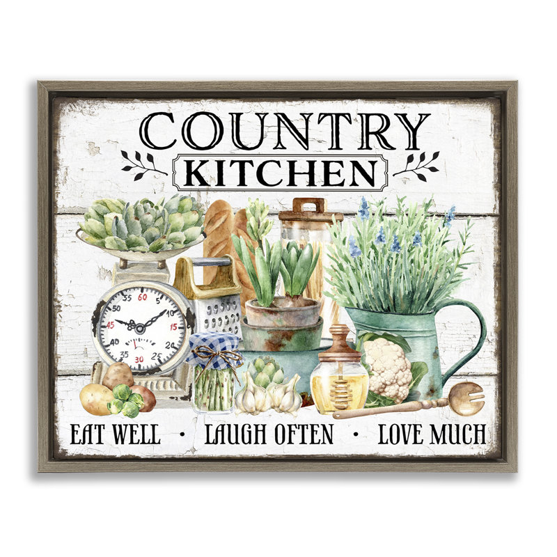  "Country Kitchen Still Life", art mural encadré sur toile flottante par Creatif Belle, Cadre flottant orme Montalcino