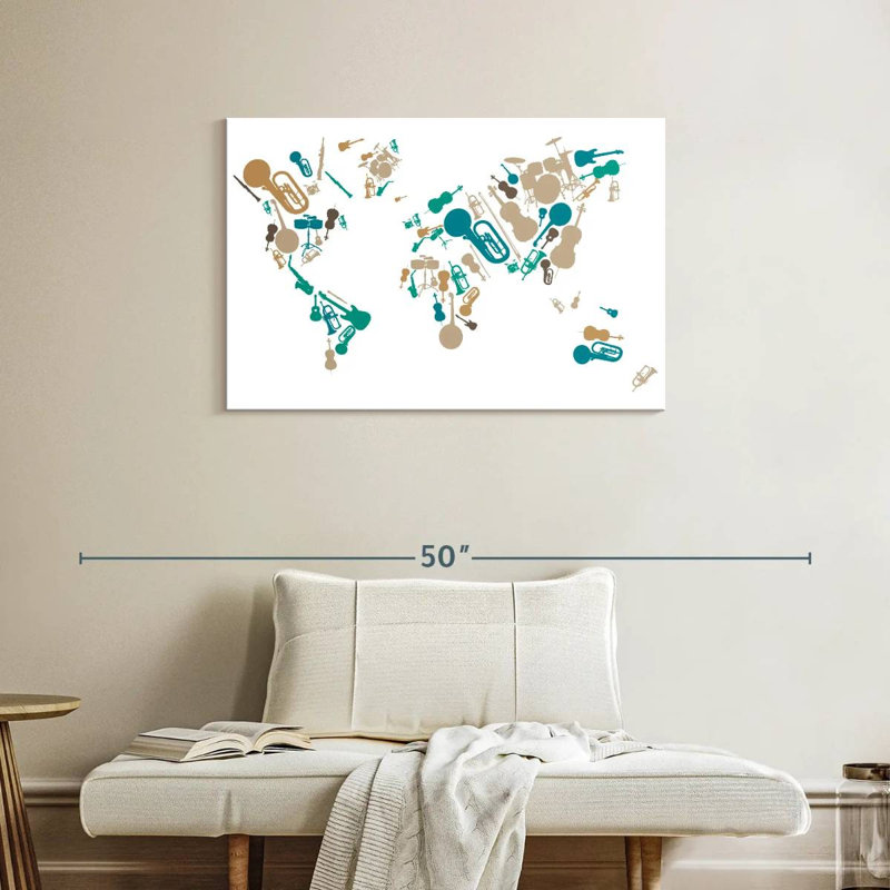 Abarca Musical World Map, 24" H x 36" W
