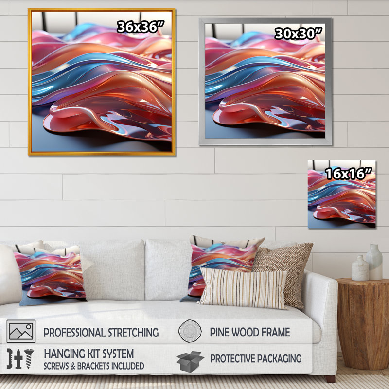 Mauve et bleu, élégance fractale II - art mural fractal, Toile tendue, H 30 po x l 30 po x P 1,5 po