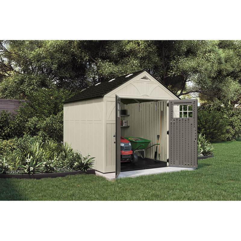 Suncast Outdoor Vanilla Resin Storage Shed, 8.6ft. H x 8.4ft. W x 10.2ft. D