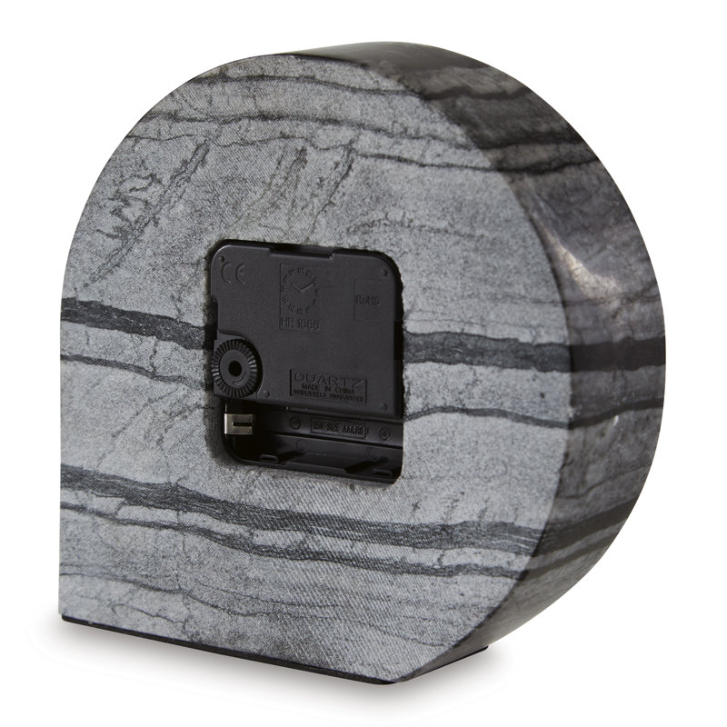 Black Marble Contemporary Table Clock Set with Gold Accents