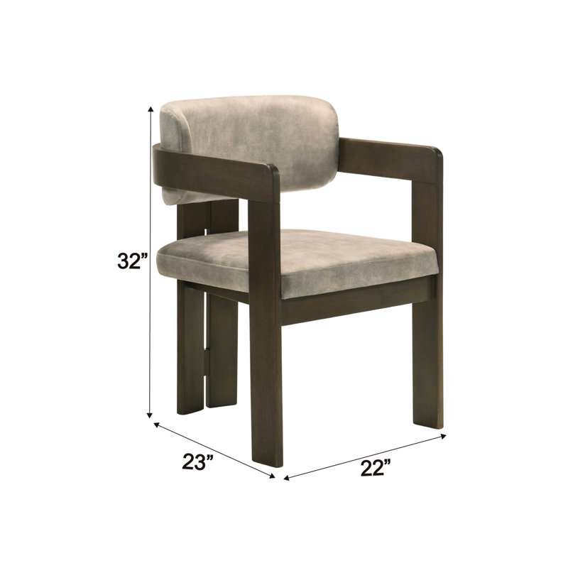 2 pièces Chaise d'appoint polie grise - Finition noyer Finition rembourrée en microfibre Elegance