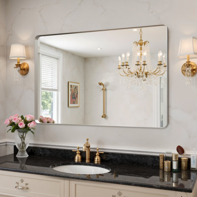 Aevar Wall Mounted Bathroom and Vanity Mirror With Tempered Glass and Aluminum Frame