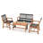 Ensemble de table de conversation et chaise en bois d'acacia tissé à la main 4 pièces Bay Isle Home ™