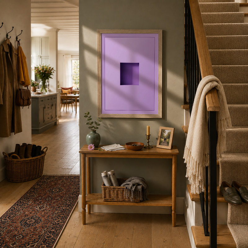 Purple Geometry Minimalist - Print, Oak, A4 - 29.7 x 21.0 cm