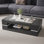 Table basse moderne avec dessus en verre et rangement pour salon