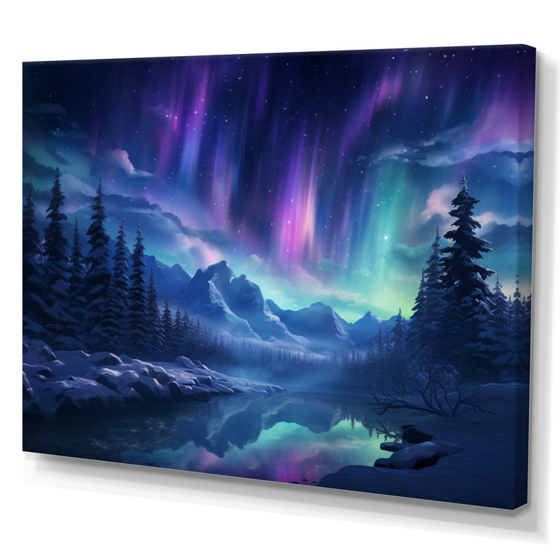 Northern Lights I - aurore boréale, art mural pour le salon, Toile tendue, H 30 po x l 40 po x P 1,5 po