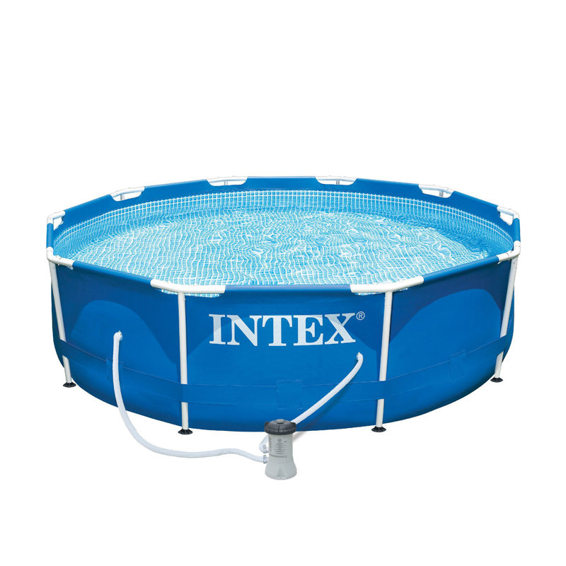 Piscine à structure métallique Intex avec pompe de filtration et ensemble de nettoyage de piscine (paquet de 2)